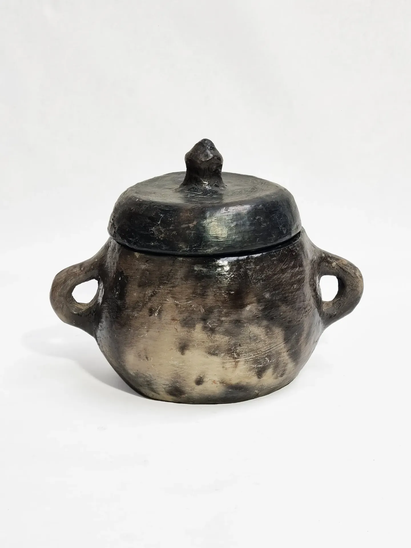 Pot with Handles & Lid Terracotta I Pure  I 002 S4 Charcoal